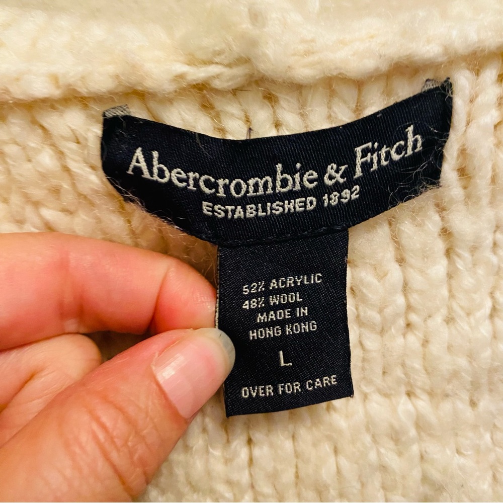 ABERCROMBIE Cream Wool Blend Open Hooded Cardigan - Picture 5 of 6